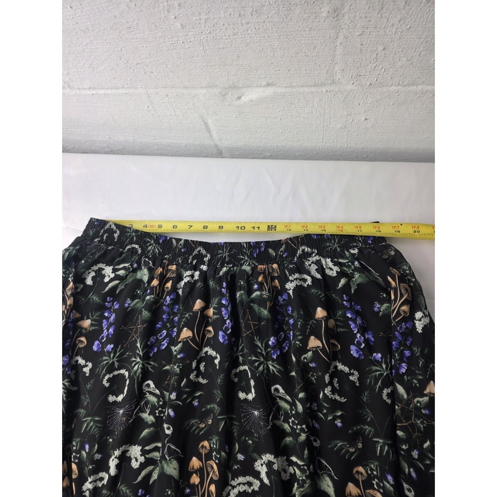 Disturbia Midi Flare Skirt sz 16 Mushroom Bird Skeleton Grunge Gothic Goth - Picture 8 of 10